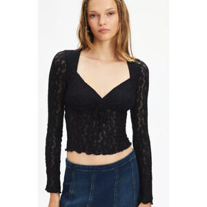 Urban Outfitters Olivia Black Lace Babydoll Whimsigoth Dark Fairy Crop Top Large